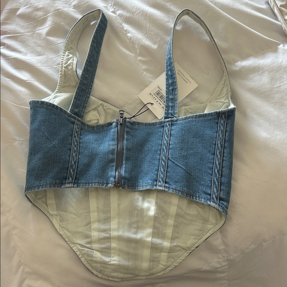 BARDOT (revolve brand) Denim Corset Tank Top with zipper - Picture 2 of 4